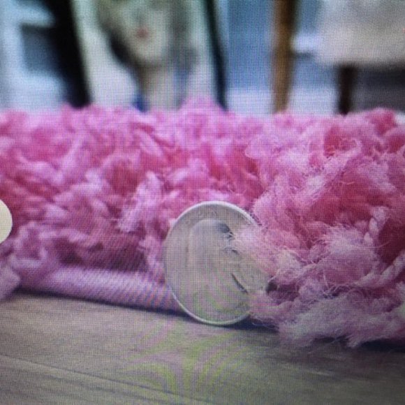 Pink & White Shag Rug - Picture 3 of 3